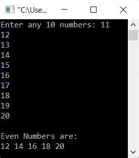 print even numbers in c++